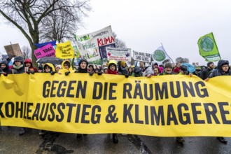 Demonstration against the demolition of the lignite village of Lützerath, from the village of