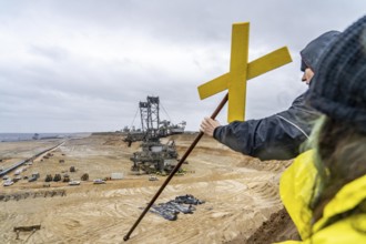 Many thousands of demonstrators march after a demonstration against the demolition of the lignite