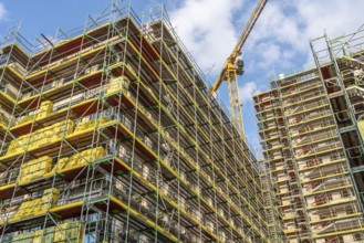 Construction site of a large building project on Huyssenallee in Essen, Huyssen Quartier,