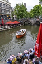 Restaurants, pubs on the Oudegracht, canal, canal in the historic centre of Utrecht, Netherlands