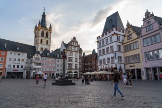 Houses, skyline on the main market square in the city centre of Trier, Rhineland-Palatinate,