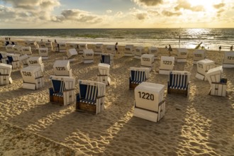 Beach chairs on the west beach near Westerland, Sylt island, North Friesland district,