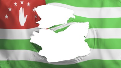 Tattered Abkhazia flag, white background, 3d rendering