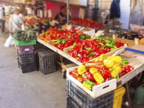 An image of a vegetable market italy sicily with paprika