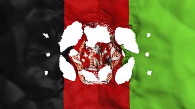 Holes in Afghanistan flag, white background, 3d rendering