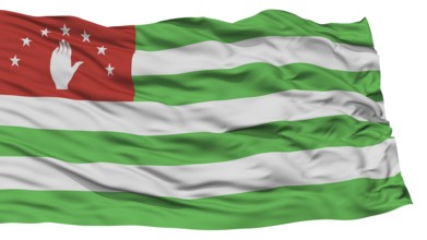 Isolated Abkhazia Flag, Waving on White Background, High Resolution