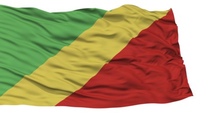 Isolated Congo Brazzaville Flag, Waving on White Background, High Resolution