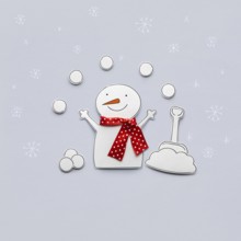 Creative photo of a paper snowman on a grey background