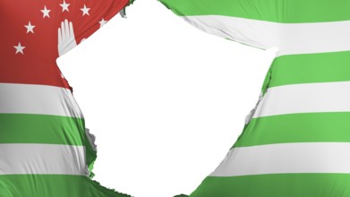 Cracked Abkhazia flag, white background, 3d rendering