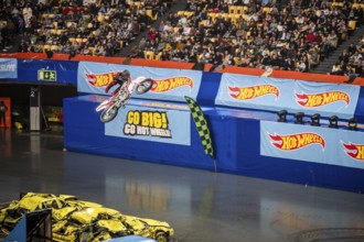 Lisbon, Portugal - March 2, 2024: HOT WHEELS MONSTER TRUCKS LIVE GLOW PARTY in Arena