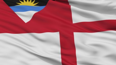 Coastguard Ensign Of Antigua And Barbuda Flag, Closeup View