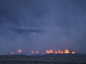 Volcanic eruption in Iceland, near Grindavik, Iceland, Europe