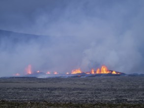 Volcanic eruption in Iceland, near Grindavik, Iceland, Europe