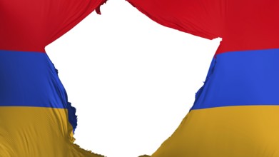 Cracked Armenia flag, white background, 3d rendering