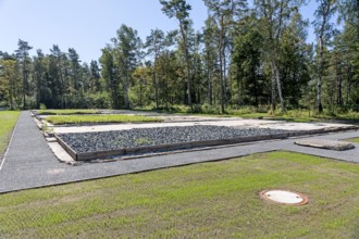 Levelled areas in the Bergen-Belsen prisoner-of-war camp, Lower Saxony, Germany, Europe