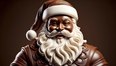 Cheerful chocolate Father Christmas, AI-generated image, AI generated