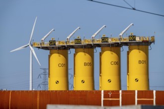 Transhipment centre for offshore wind turbines, which are transported here by the manufacturer and