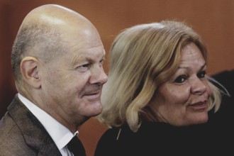 (L-R) Olaf Scholz (SPD), Federal Chancellor, and Nancy Faeser (SPD), Federal Minister of the