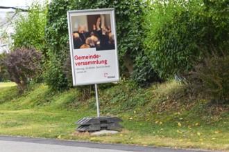 Municipal assembly sign, Winkel, Switzerland, Europe