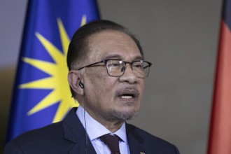 Anwar Ibrahim, Prime Minister of Malaysia recorded during a press conference at the Federal