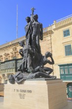 Sette Giugno 7th June monument in Saint George square, Valletta, Malta, Europe