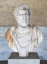 Portrait Bust of Emperor Antoninus Pius, Ancient Agora of Athens, Greece, Europe