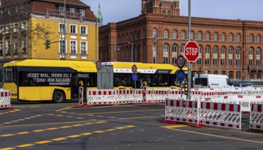 Major construction site on Mühlendamm and the area around the Rotes Rathaus, Berlin, Germany,