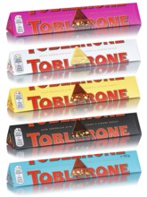 Various flavours of Toblerone chocolate from Tobler and Mondelez International Freisteller