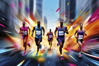 AI generated marathon runners in dynamic sports scene