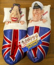 Spitting Image 'Sleeping Partners' novelty slippers product Queen Elizabeth and Prince Philip, UK