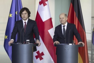 Federal Chancellor Olaf Scholz and Irakli Kobakhidze, Prime Minister of Georgia, at a press