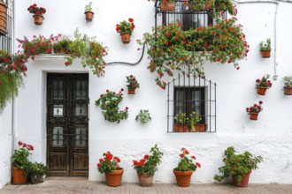 Typical architecture of spanish colonial houses in historic city center, AI generated