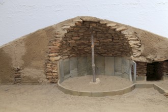 Model of building construction Los Millares prehistoric settlement, Almeria, Spain, Europe