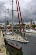 Stralsund, Sailing boats in the Querkanal, Old Town, Mecklenburg-Western Pomerania, Germany, Europe