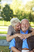 An elderly senior couple is in love, Austria, Europe