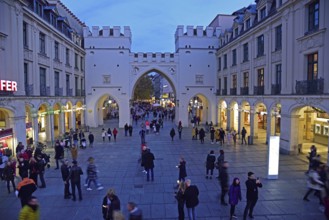 Europe, Germany, Bavaria, Munich, City, Stachus, Karlstor, view into Neuhauser Straße, shopping