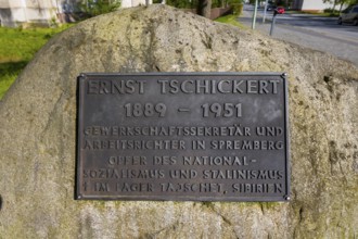 The plaque commemorates the Spremberg trade union secretary and labour judge Ernst Tschickert, who