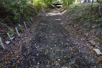 The Panke is dry and no longer carries water, the dried-up bed of the Panke is visible, Panketal,