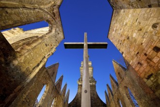 Aegidienkirche with apsis cross in the evening, not rebuilt, memorial to the victims of war and