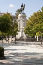 Statue monument to King Fernando III in Plaza Nueva, Seville, Spain, Europe