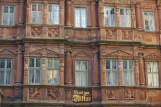 Hotel 'Zum Ritter St. Georg', facade and windows, Heidelberg, Baden-Württemberg, Germany, Europe