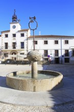 Traditional architecture Plaza Mayor, village of Cuacos de Yuste, La Vera, Extremadura, Spain,