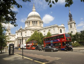 View of St Paul's cathedral from Cannon Street, London