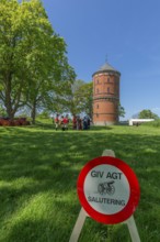 Nyborg Castle, medieval fortress with moat and ramparts, brick building, festival with soldiers in