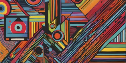 Pop art styled music album illustration featuring abstract crayon patterns and erratic lines in