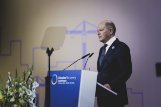 Olaf Scholz (SPD), Federal Chancellor, recorded during the Ukraine Recovery Conference URC in