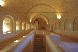 Interior view of the dormitory of the Romanesque abbey Le Thoronet, dormitory, Cistercian abbey,