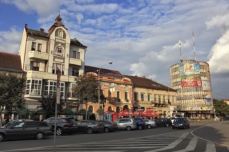 City of Satu Mare, houses, buildings at Piata Libertatii, Romania, Europe