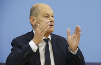 Olaf Scholz (SPD), Federal Chancellor, presents the 2025 budget at the BPK. Berlin, 05.07.2024.