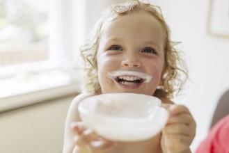 Toddler with a milk moustache, Bonn, 10.07.2024